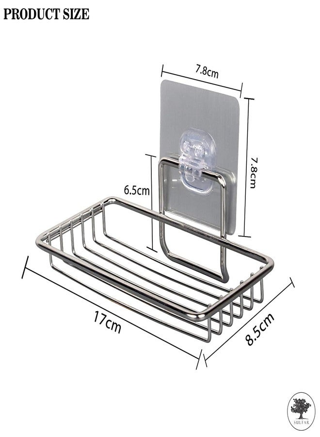 Sulfar Stainless Steel Magic Sticker Series Self Adhesive Soap Holder for Bathroom (Silver) - Image 2